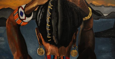 ​Penteado - pintura de Georgia Lobo exposta na 1ª  Bienal Black - crédito - Georgia Lobo